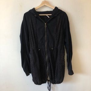 Free people black textured long jacket